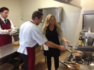 Keeping my hair away from the flame!