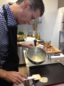 Bob concentrates on the dessert embellishments.