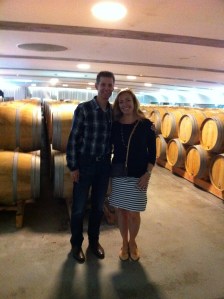 Bob and Christina Watt in the barrel room.