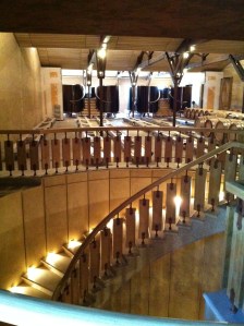 Heading out of the cellar to the tasting. Interesting architecture.